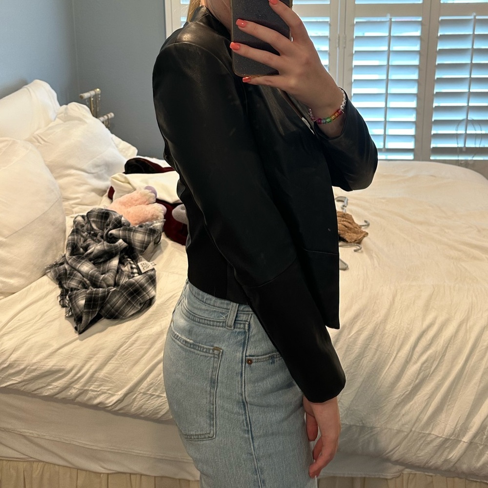 Boston proper cropped leather jacket